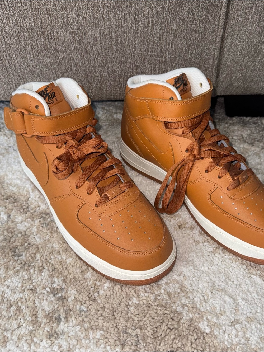 Nike Air Force 1 Mid Wheat Brown Leather Sneakers Men’s 11.5